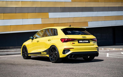Audi S3 8Y Sportback GPF models - 'Race' 80mm Non-Resonated (Loudest) Cat-Back Exhaust System with Cerakote Black Trims