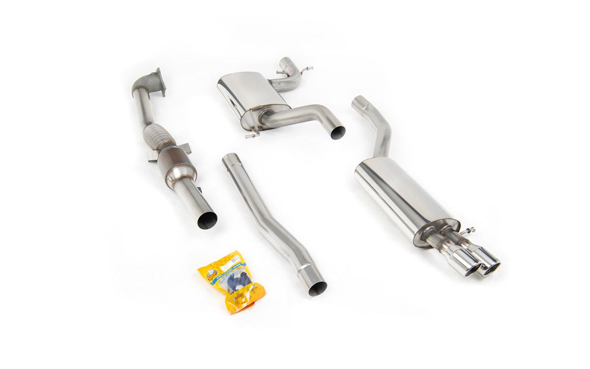 Jetta Mk5 GLI 2.0T FSI - Resonated (Quieter) Turbo-Back Exhaust System with Hi-Flow Sports Catalyst & Twin JET Trims