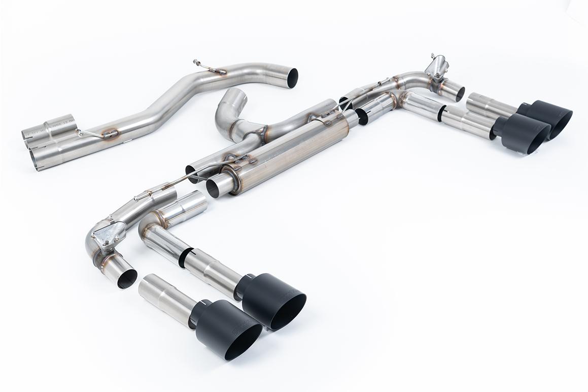 Audi S3 8Y - Non-Resonated Race (Loudest) Cat Back Exhaust System with GT-115 Cerakote Black Tips