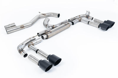Audi S3 8Y - Non-Resonated Race (Loudest) Cat Back Exhaust System with GT-115 Cerakote Black Tips