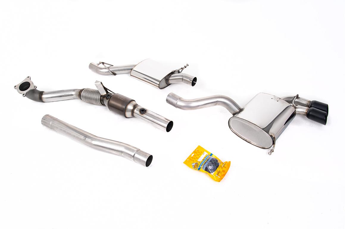 Audi S3 8P 3-door - Turbo-Back Exhaust System with Hi-Flow Sports Catalyst with Ceramic Black Trims