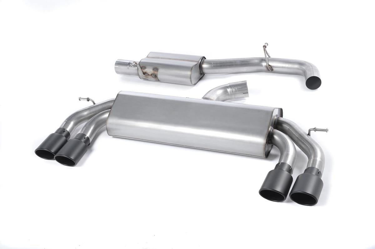 Audi S3 8V/8V.2 - Non-Valved & Resonated (Quieter) Cat-Back Race Exhaust System with Quad Oval Cerakote Black Trims