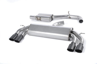 Audi S3 8V/8V.2 - Non-Valved & Resonated (Quieter) Cat-Back Race Exhaust System with Quad Oval Cerakote Black Trims