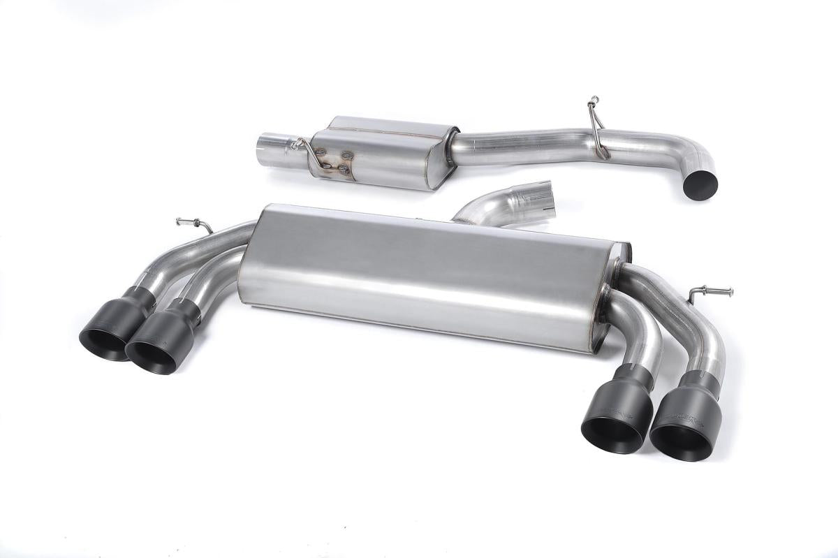 Audi S3 8V/8V.2 - Non-Valved & Resonated (Quieter) Cat-Back Race Exhaust System with Quad Round Cerakote Black Trims