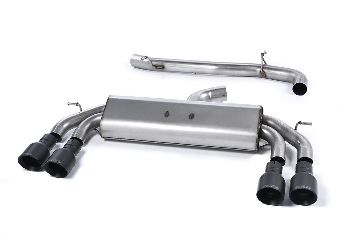 Audi S3 8V/8V.2 Sportback Non GPF - Non-Valved & Non-Resonated (Louder) Cat-Back Race Exhaust System with Quad Round Cerakote Black Trims