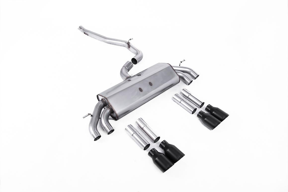 Audi S3 8V/V.2 - Non-Valved & Non-Resonated (Louder) Cat-Back Race Exhaust System with Quad Round Cerakote Black Trims