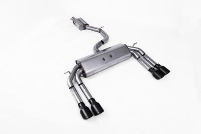 Audi S3 8V/V.2 - Non-Valved & Resonated (Quieter) Cat-Back Race Exhaust System with Quad Round Cerakote Black Trims