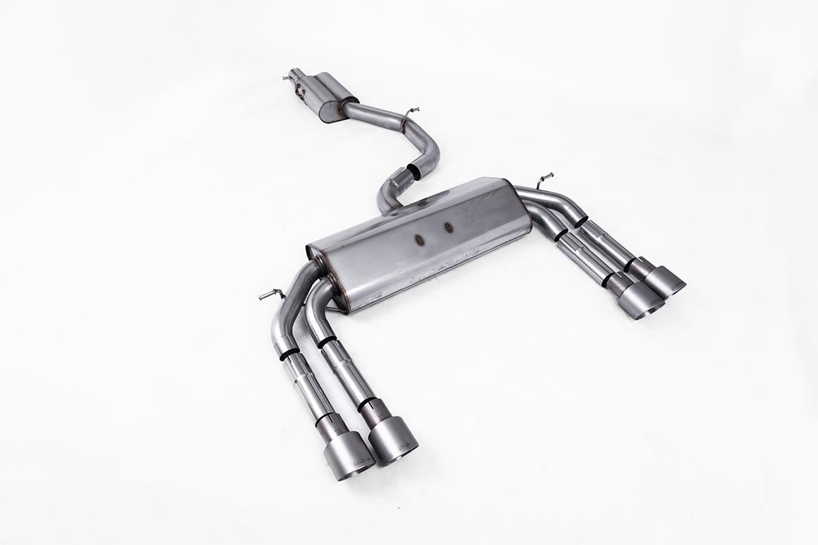 Audi S3 8V/V.2 - Non-Valved & Resonated (Quieter) Cat-Back Race Exhaust System with Quad Round Titanium Trims