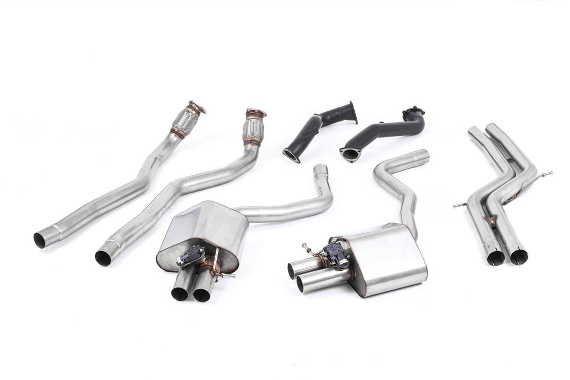 Audi RS6/RS7 C7 - Non-Resonated (Louder) Complete Exhaust System with Catalyst Bypass - Uses OE Trims