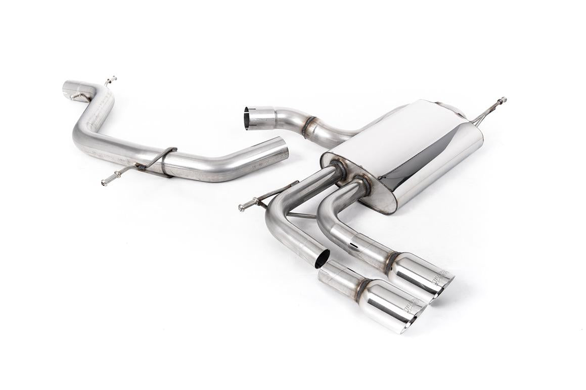 Audi A3 2.0T FSI - Non-Resonated (Louder) Cat-Back Exhaust System with Smaller Volume Rear Silencer and GT-80 Polished Trims