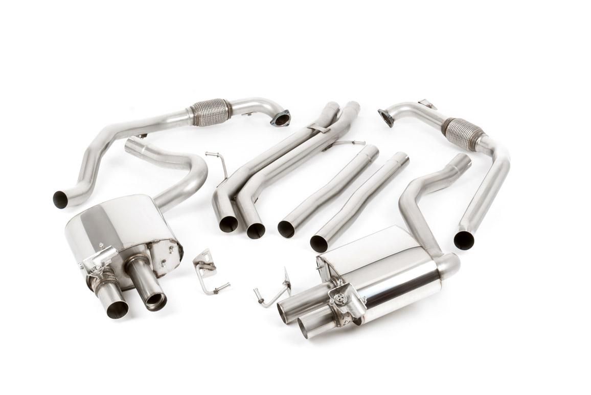Audi S5 B9 Sport Diff models without Brace Bars - Non-Resonated (Louder) Cat-Back Exhaust System with Quad Black Oval Trims