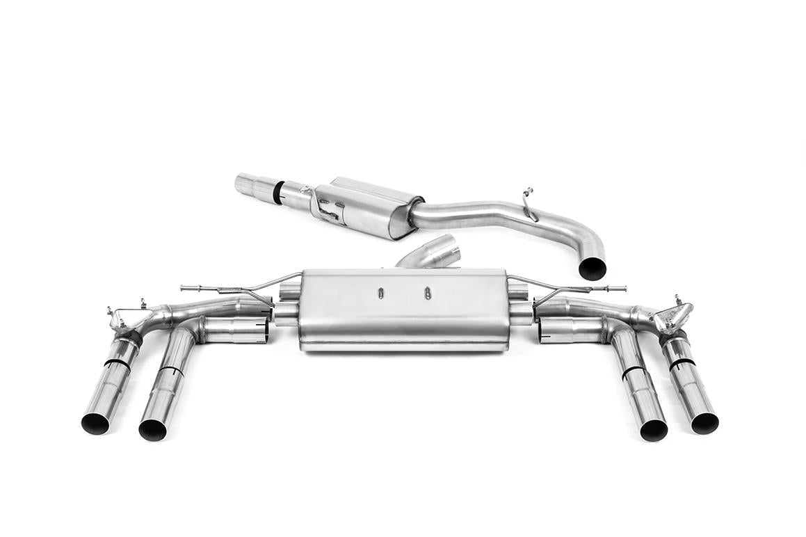 Audi S3 8Y GPF models - 80mm Resonated Cat-Back Exhaust System with Cerakote Black Trims