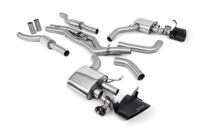 Audi RS6/RS7 C8 - Resonated (Quieter) Cat Back System (Twin 80mm) with Cerakote Black Oval Trims