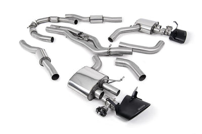 Audi RS6/RS7 C8 - Resonated (Quieter) Cat Back System (Twin 80mm) with Cerakote Black Oval Trims