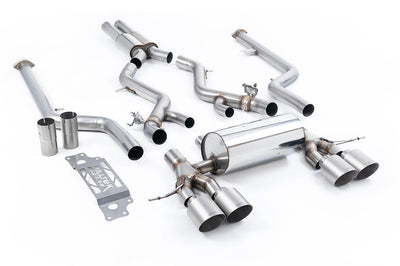 BMW G87 M2 - Cat-Back Resonated, Including Resonated 3" GPF Bypass - with GT-115 Brushed Titanium Trims