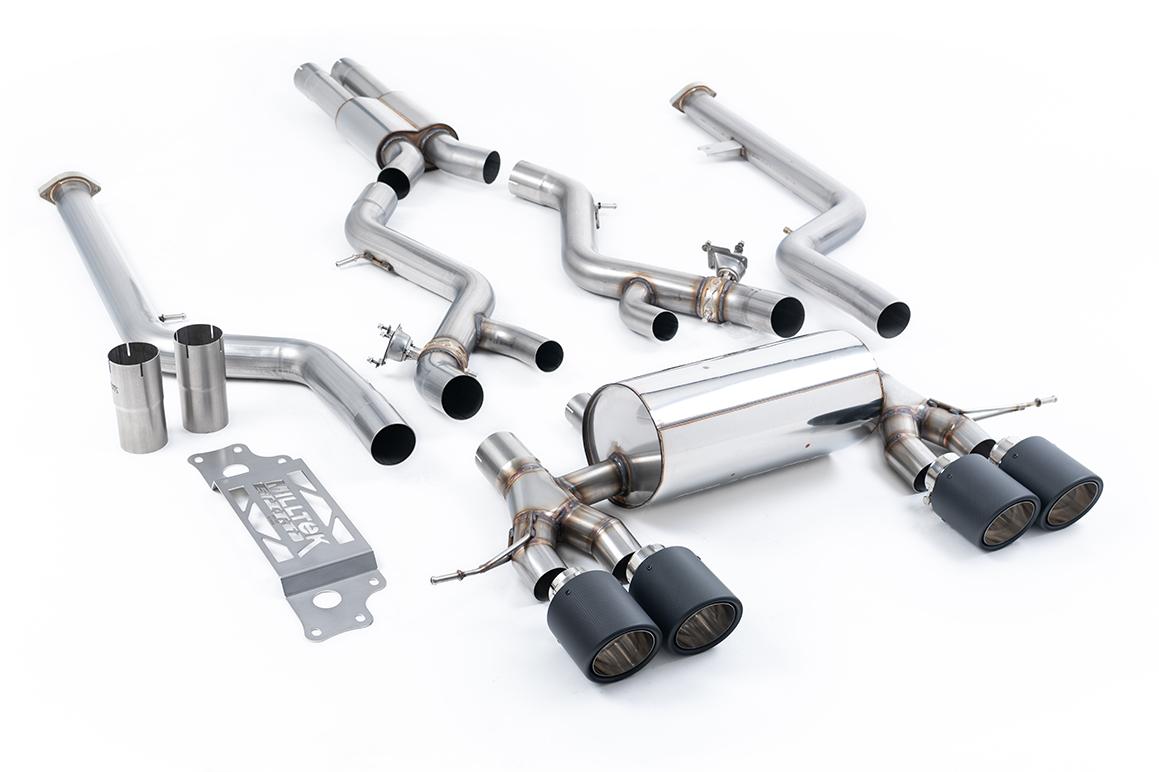 BMW G87 M2 - Cat-Back Resonated, Including Resonated 3" GPF Bypass - with JET-115 Carbon Trims