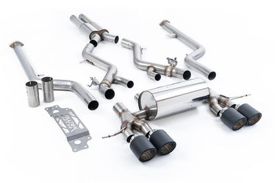 BMW G87 M2 - Cat-Back Resonated, Including Resonated 3" GPF Bypass - with JET-115 Carbon Trims