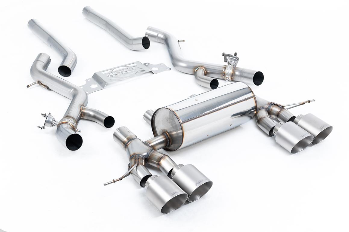 BMW G87 M2 - Non-Resonated Secondary Cat Back System with GT-115 Brushed Titanium Trims