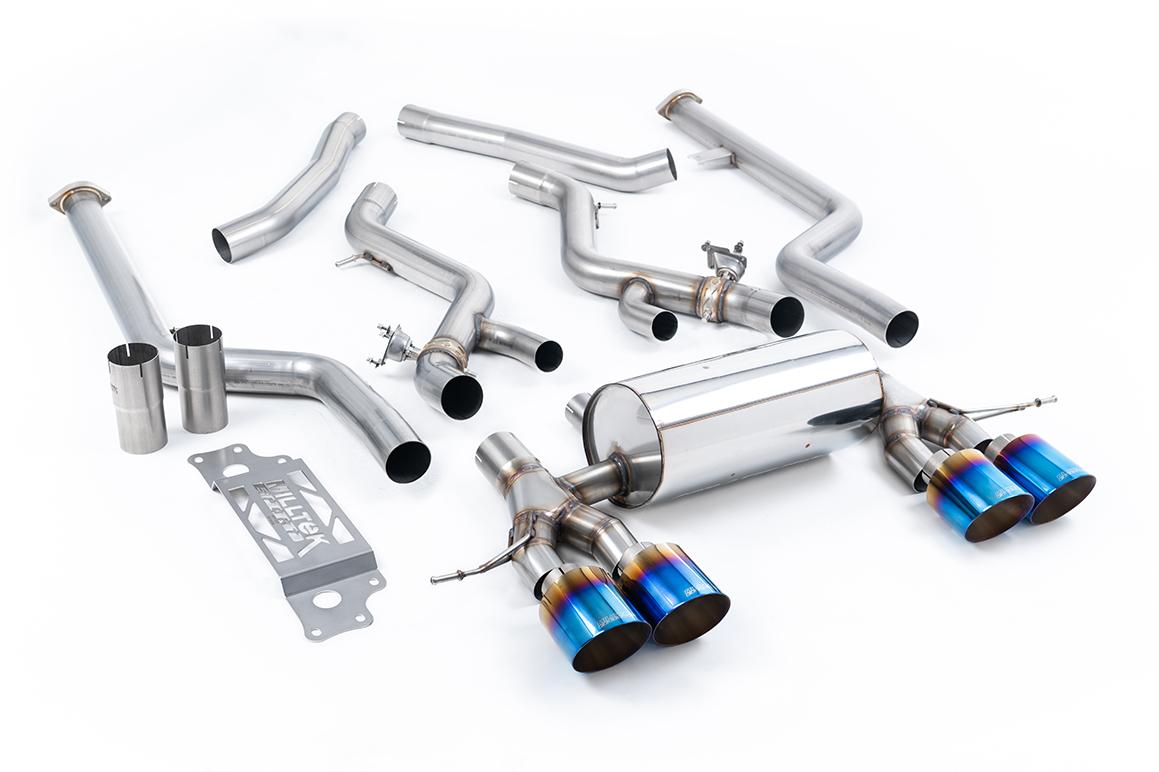 BMW G87 M2 - Non Resonated Cat-Back with GT-115 Burnt/Blue Titanium Trims (Removes Secondary Cats)
