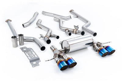 BMW G87 M2 - Non Resonated Cat-Back with GT-115 Burnt/Blue Titanium Trims (Removes Secondary Cats)