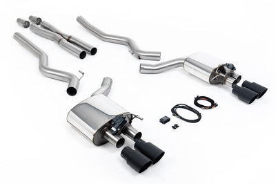 Ford Mustang 5.0 V8 GT (Fastback) - Valved Cat-Back Exhaust System with Quad Black GT-90 Trims