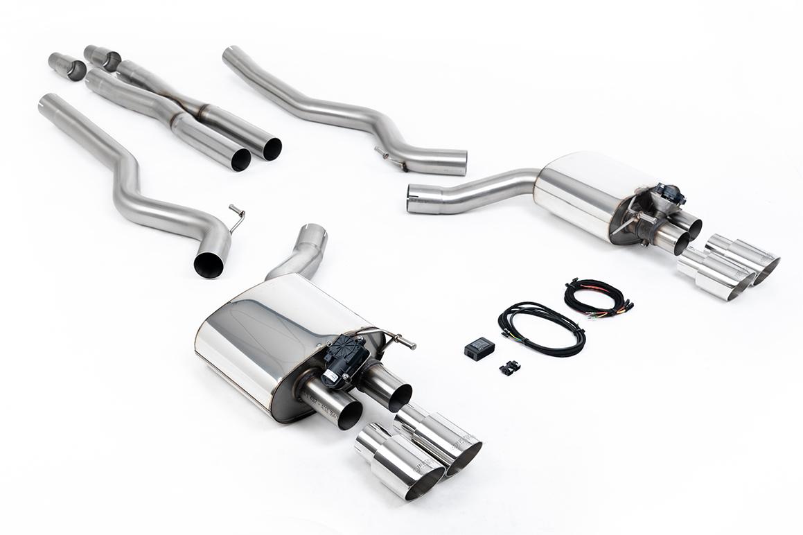 Ford Mustang 5.0 V8 GT (Fastback) - Valved Cat-Back Exhaust System with Quad Polished GT-90 Trims