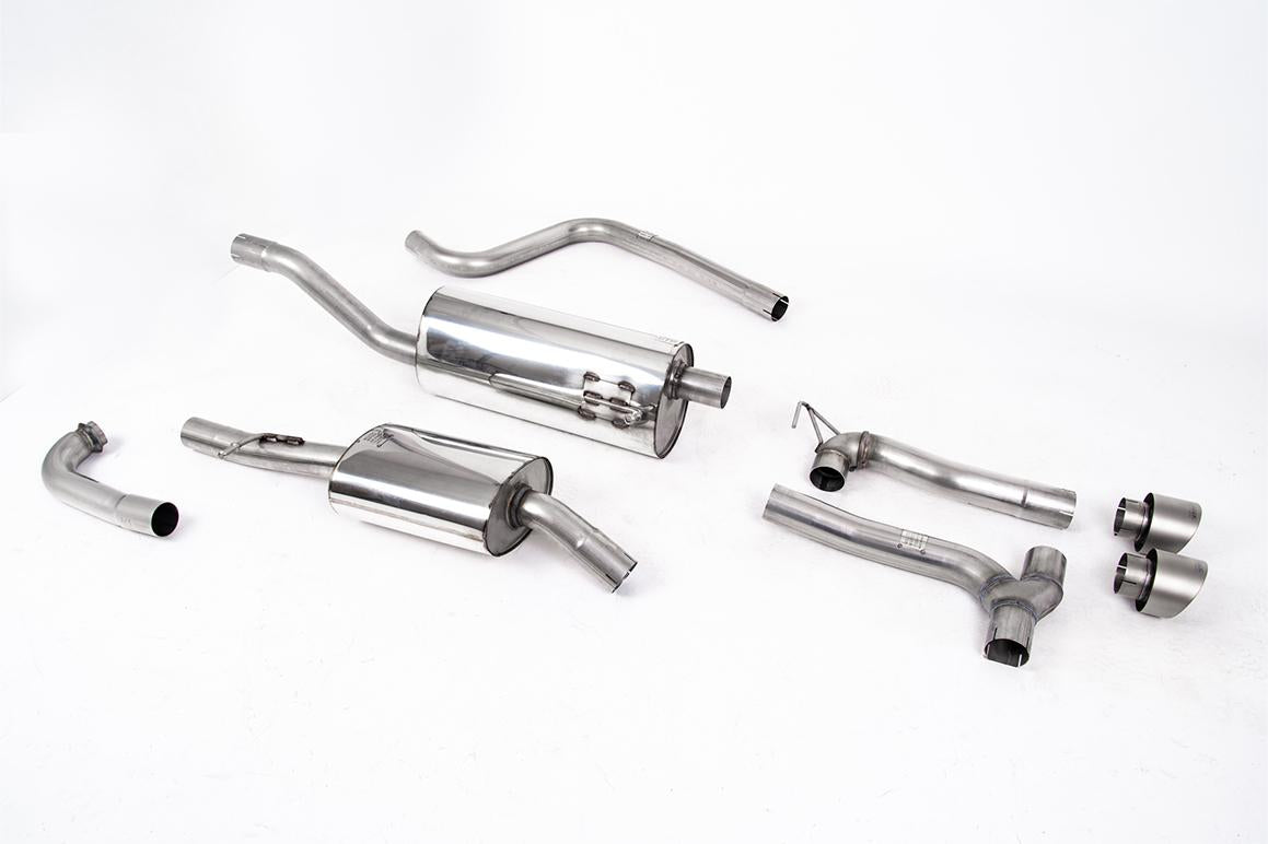 Ford Fiesta MK8 1.0T ST Line (Non GPF Models) Dual Outlets - Resonated (Quieter) Dual Outlet Exhaust System Brushed Titanium GT-100 Trims (Includes Maxton Diffuser)