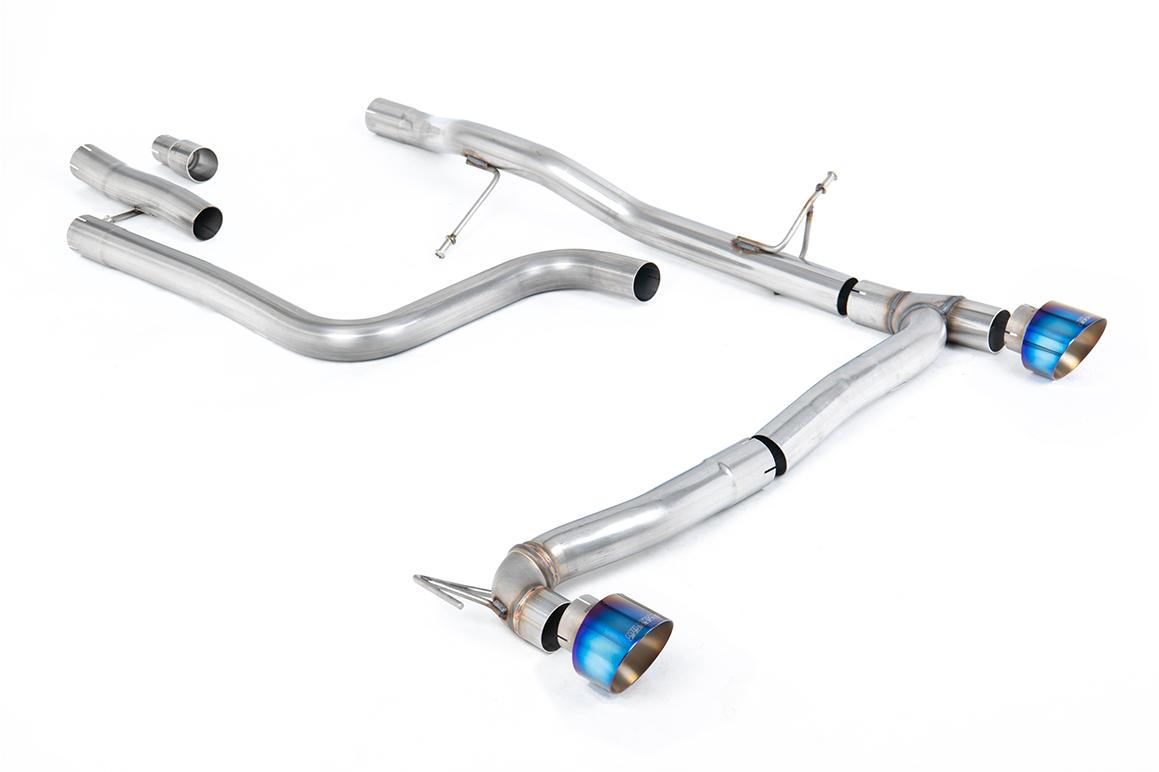 Ford Fiesta MK8 1.0T ST Line (GPF Models) Dual Outlets - Non-Resonated (Louder) GPF/OPF Back with Burnt/Blue Titanium GT-100 Trims (Includes Maxton Diffuser)