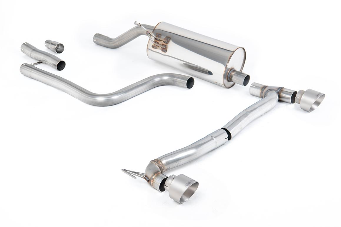 Ford Fiesta MK8 1.0T ST Line (GPF Models) Dual Outlets - Resonated (Quieter) GPF/OPF Back with Brushed Titanium GT-100 Trims (Includes Maxton Diffuser)