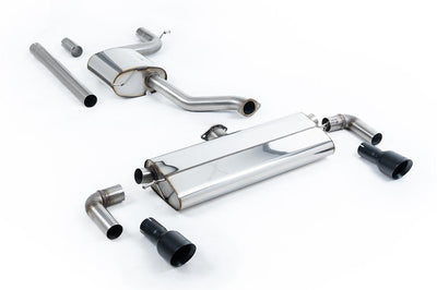 VW Golf MK7.5 1.5TSI Evo GT & R-Line - Resonated (Quieter) Cat-Back Exhaust System with Cerakote Black Trims (GTI Style)