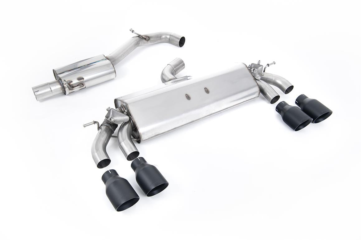 VW Golf R MK7.5 2.0 TSI 310ps (Non GPF Models & 76mm systems) - Resonated (Quieter) Cat-Back Exhaust System with Black GT-100 Round Tips