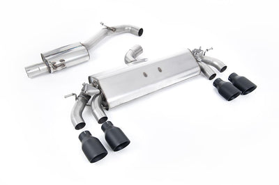 VW Golf R MK7.5 2.0 TSI 310ps (Non GPF Models & 76mm systems) - Resonated (Quieter) Cat-Back Exhaust System with Black GT-100 Round Tips