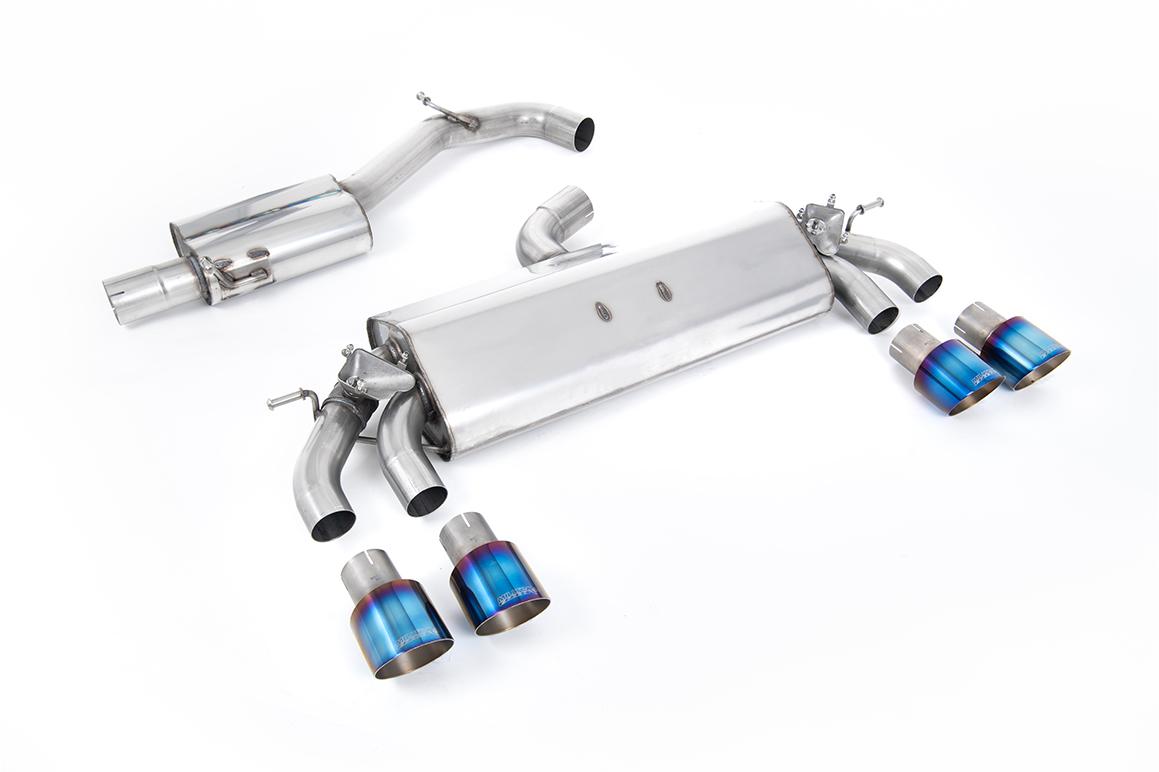 VW Golf R MK7.5 2.0 TSI 310ps (Non GPF Models & 76mm systems) - Resonated (Quieter) Cat-Back Exhaust System with Burnt Titanium GT-100 Round Tips