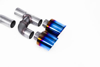 VW Golf GTI Mk8 - Particulate Filter-Back - Golf R Style - Race (Loudest) with Burnt / Blue Titanium Tips