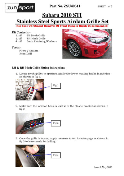 Zunsport Subaru Impreza Sti - Full Grille Set