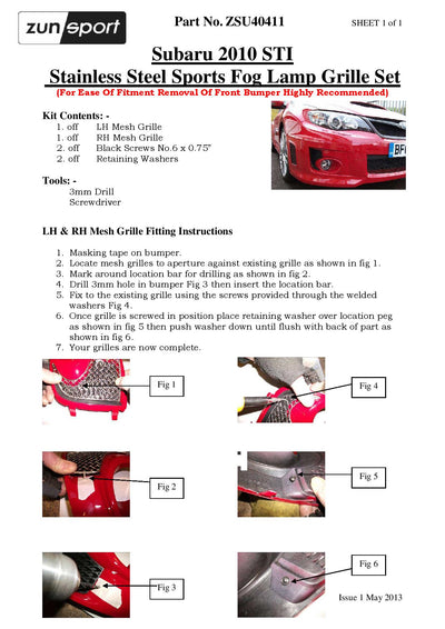 Zunsport Subaru Impreza Sti - Full Grille Set