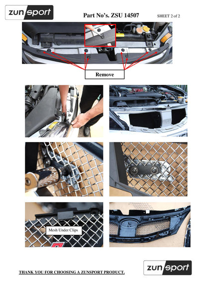 Zunsport Subaru Impreza STi 2008 MY - Top Grille