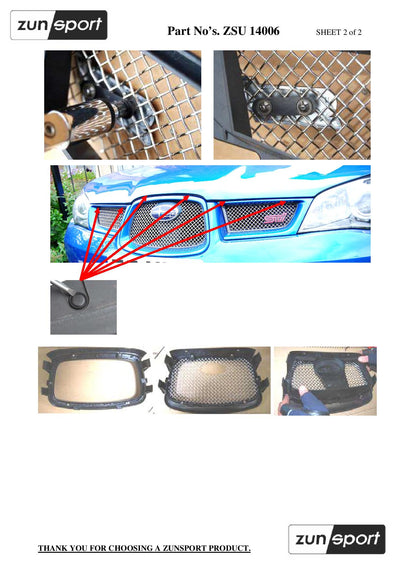 Zunsport Subaru Impreza Hawkeye - Front Grille Set with Full Lower Grille