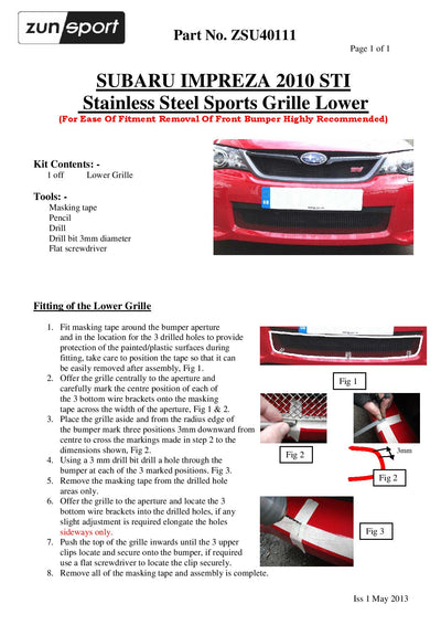 Zunsport Subaru Impreza Sti - Full Grille Set