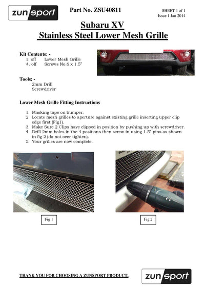 Zunsport Subaru XV - Lower Grille
