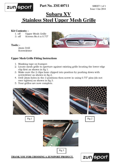 Zunsport Subaru XV - Upper Grille