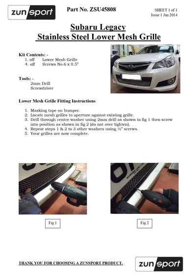 Zunsport Subaru Legacy Lower Grille