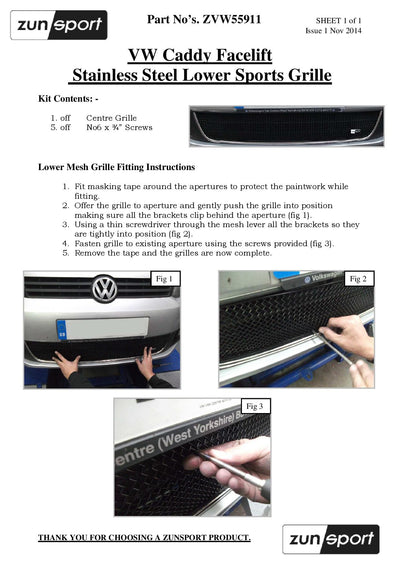 Zunsport Vw Caddy - Lower Grille