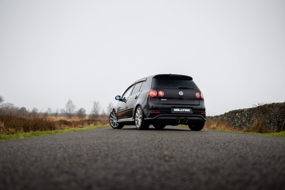 VW Golf MK5 R32 3.2 V6 - V2 3" Valved System with Brushed Titanium Tips - Fits OE downpipe only