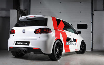 VW Golf R Mk6 - Resonated (Quieter) Cat-Back Exhaust System with Cerakote Black Trims