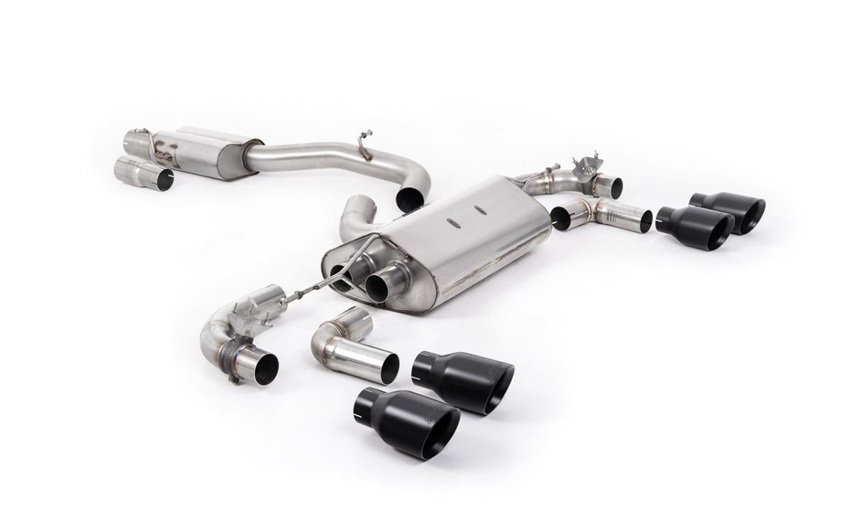 VW Golf R Mk7.5 - 80mm / 3.15 inch Valved Resonated (Quieter) Race System with Cerakote Black GT-100 Round Tips