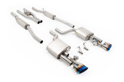 Audi RS4 B7 - V2 Valved Cat-Back with Active H Pipe and Burnt/Blue Titanium Ovals