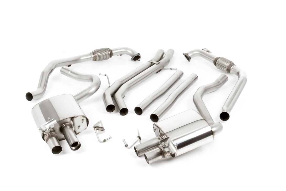 Audi S5 B9 Coupe/Cabriolet Non Sport Diff models - Non-Resonated (Louder) Cat-Back Exhaust System with Quad GT-100 Black Trims