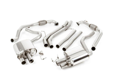 Audi S5 B9 Coupe/Cabriolet Non Sport Diff models - Non-Resonated (Louder) Cat-Back Exhaust System with Quad GT-100 Black Trims