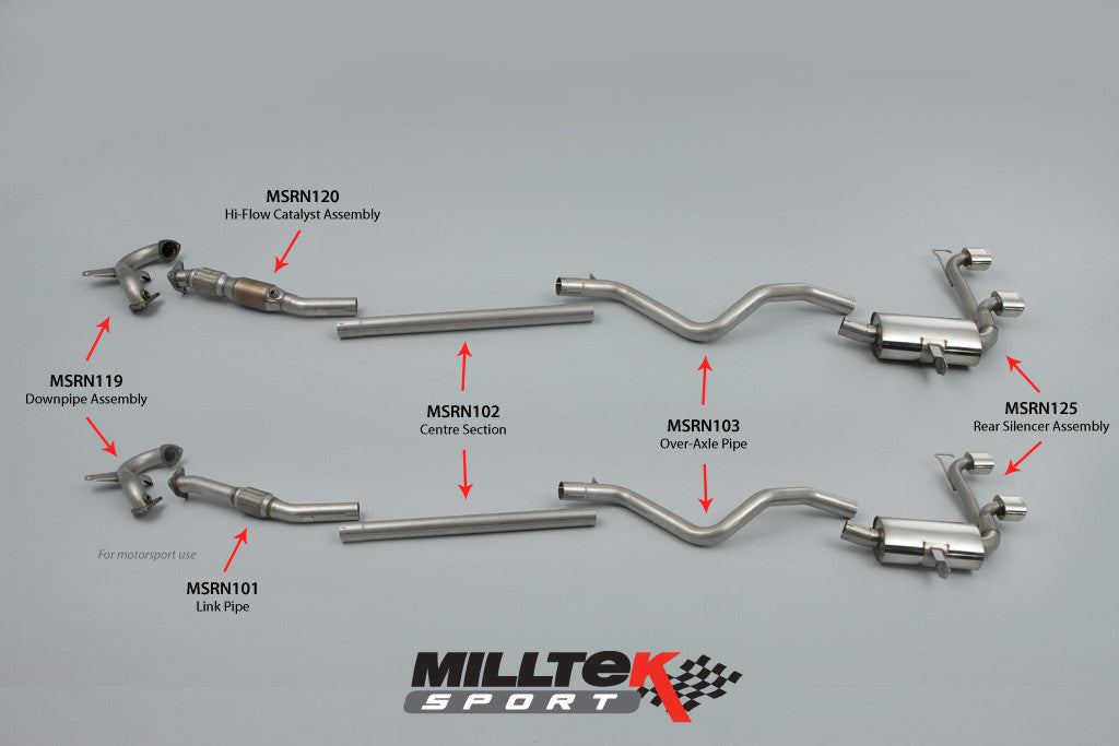 Milltek Exhaust Renault Mégane Renaultsport 225 2.0T Cat-back with Dual GT80 LITE tailpipe (SSXRN401)